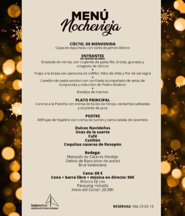 Menú de Nochevieja en Restaurante Balandros