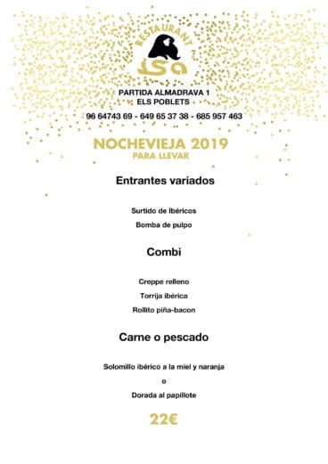 Menú de Nochevieja en Restaurante Isa
