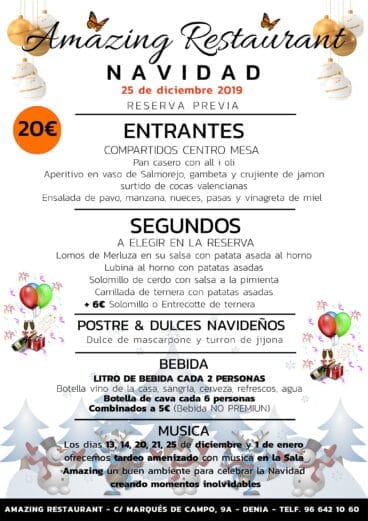 Menú de Navidad  – Restaurante Amazing
