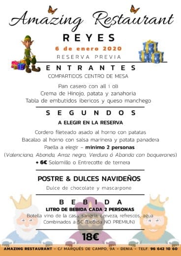 Menú de Reyes – Restaurante Amazing