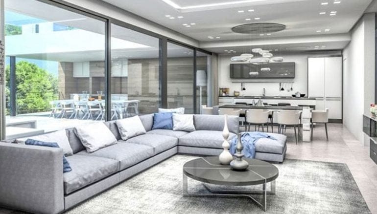 Salón de una villa de lujo de próxima construcción - Euroholding