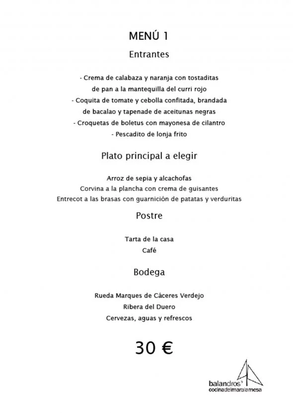 Imagen: Menú de empresa por 30€ en Restaurante Balandros