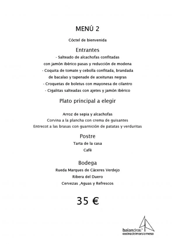 Imagen: Menú de empresa por 35€ - Restaurante Balandros