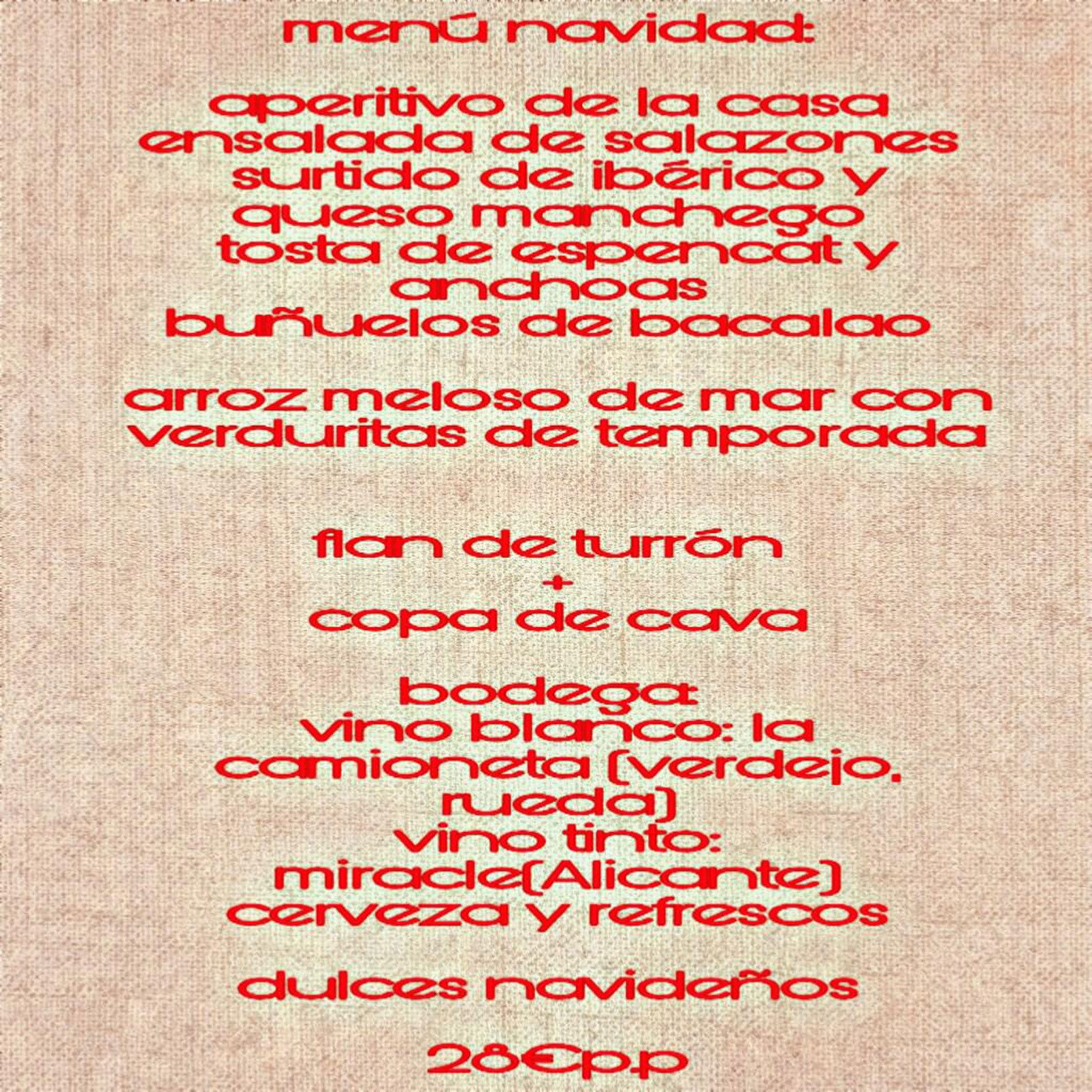 Imagen: Menú de Navidad en Tapes del Port