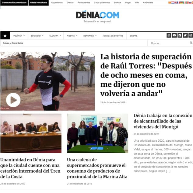El nuevo diseño web de Dénia.com ofrece más facilidades a los lectores 1 Imagen: Portada Dénia