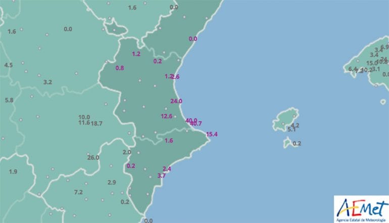 Precipitación recogida en la Comunitat Valenciana