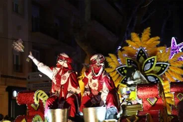 Carroza de Gaspar durante de cabalgata de Reyes