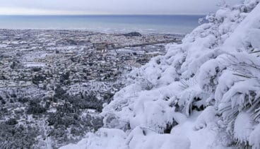 Dénia durante la nevada desde el Montgó
