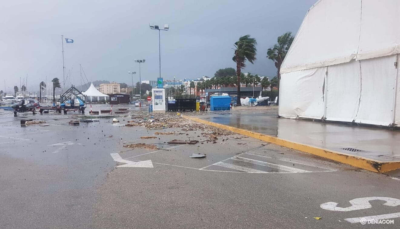 Destrozos en el Club Náutico de Dénia