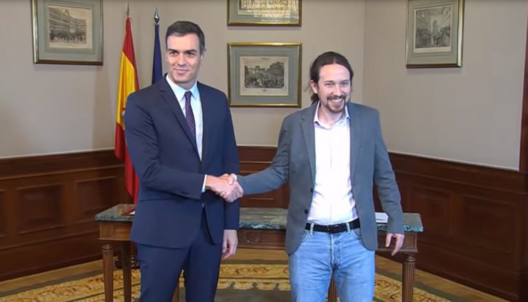 Iglesias mit Präsident Pedro Sánchez