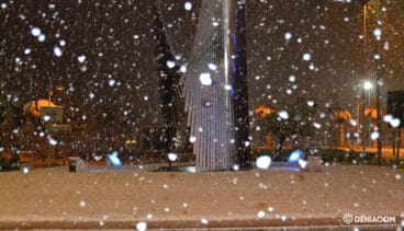 Rotonda plaza Benidorm nevada