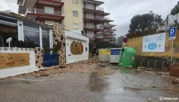 Estado de la carretera en Les Rotes en la zona del Trampolí