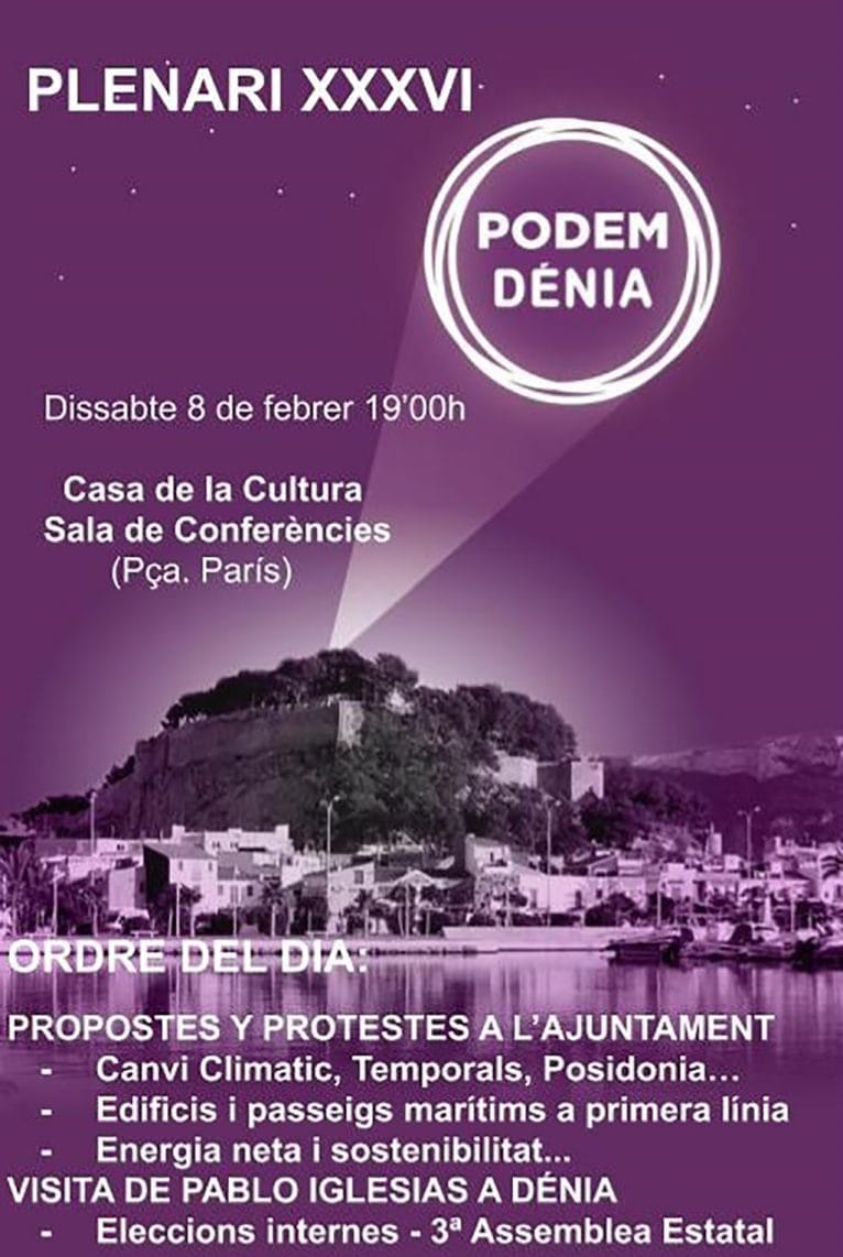 Cartel asamblea Podem Dénia