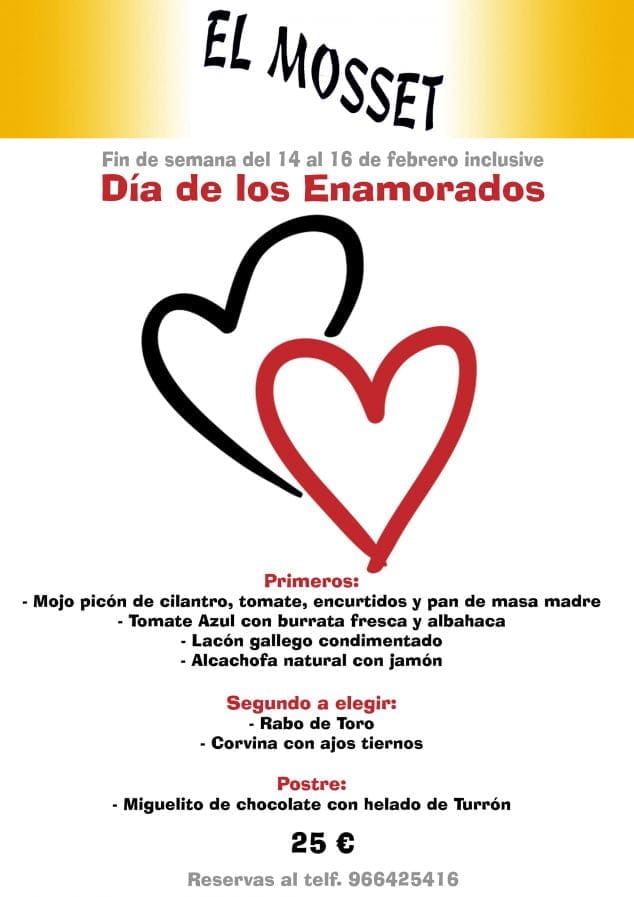Imagen: Menú de San Valentín en El Mosset