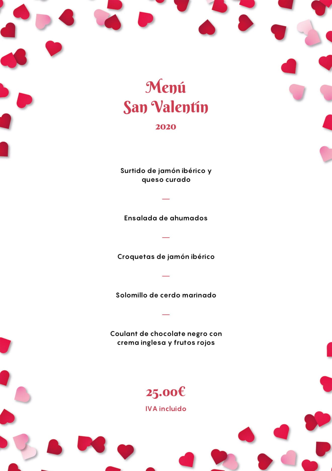 Menú de San Valentín en Ona Ogisaka Garden