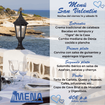 Menú de San Valentín en Resturante Mena