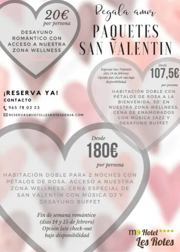 Packs de San Valentín en el Hotel Les Rotes
