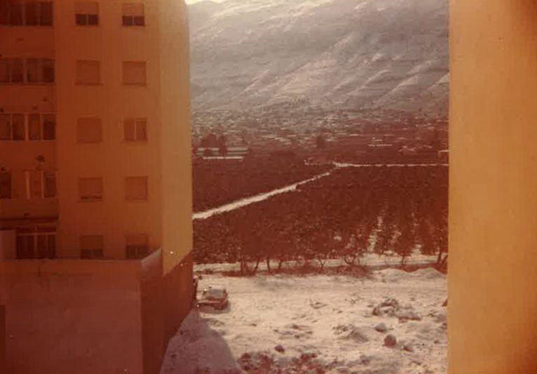 Vista desde la calle Lepanto hacia el Montgó, cuando no existía la avenida Joan Fuster