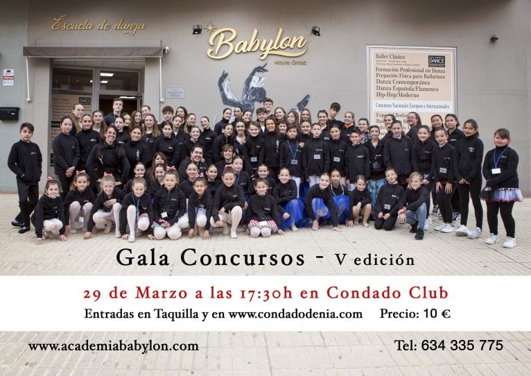 Cartel de la gala concursos que se celebrará el 29 de marzo de 2020 - Babylon Escuela de Danza