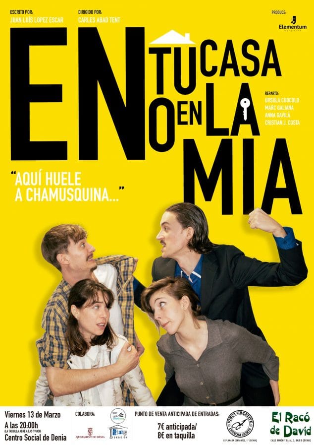 Imagen: Cartel de la obra de teatro 'En tu casa o en la mía', de la productora Elementum Escénica