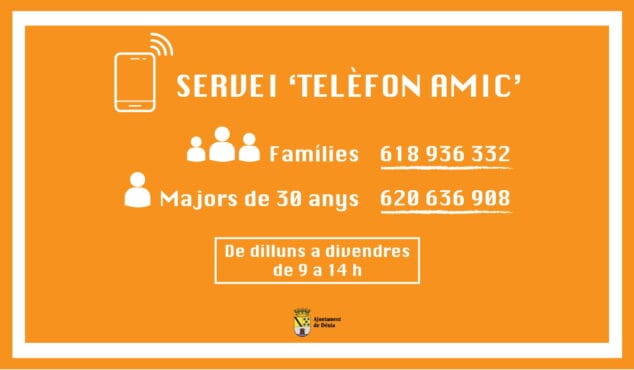 El Ayuntamiento ofrece desde hoy un servicio telefónico de apoyo psicológico para el confinamiento 1 Imagen: Telèfon Amic