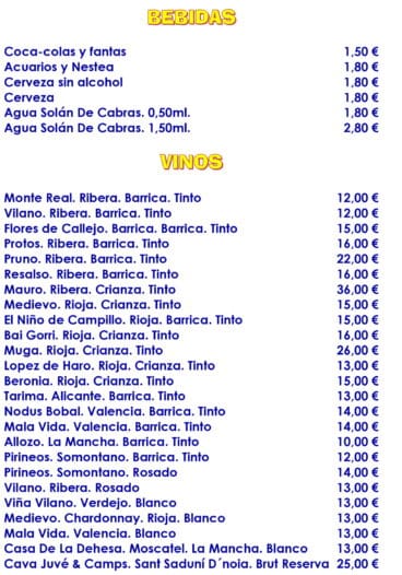 Carta de bebidas y vinos – El Mosset