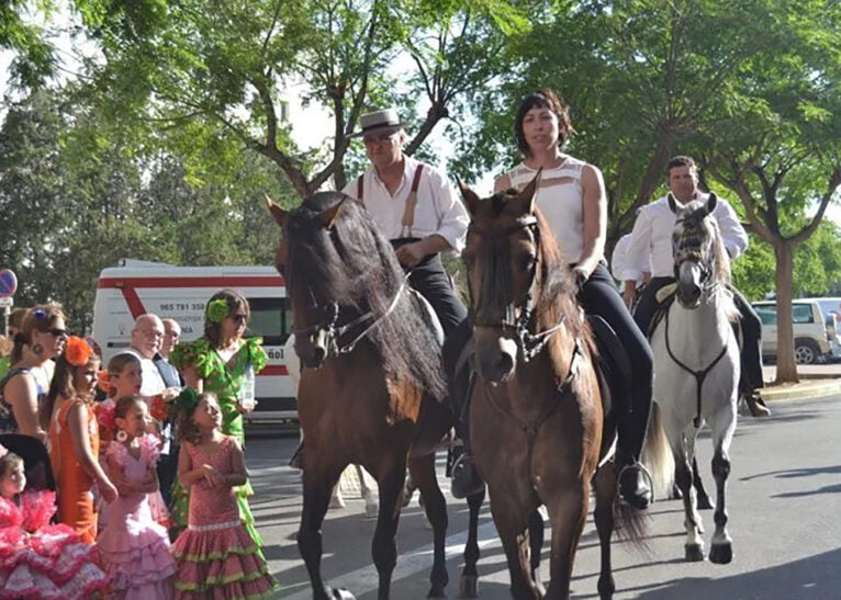 Horses and riders in the Pilgrimage in honor of the Virgin
