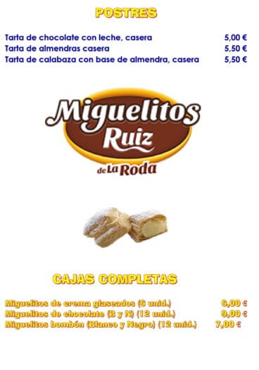 Carta de postres – El Mosset