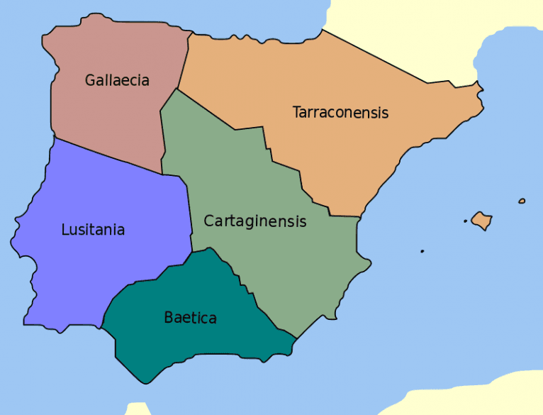Provincias de la Hispania romana (Fuente: Wikipedia.org)