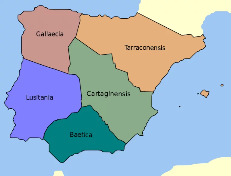 Provincias de la Hispania romana (Fuente: Wikipedia.org)