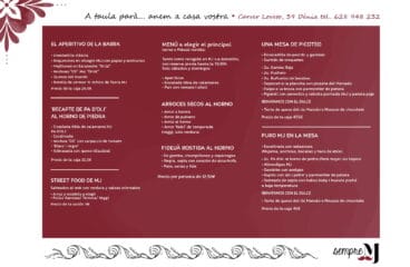 Carta de take away “A Taula Parà” – Casa Miguel Juan
