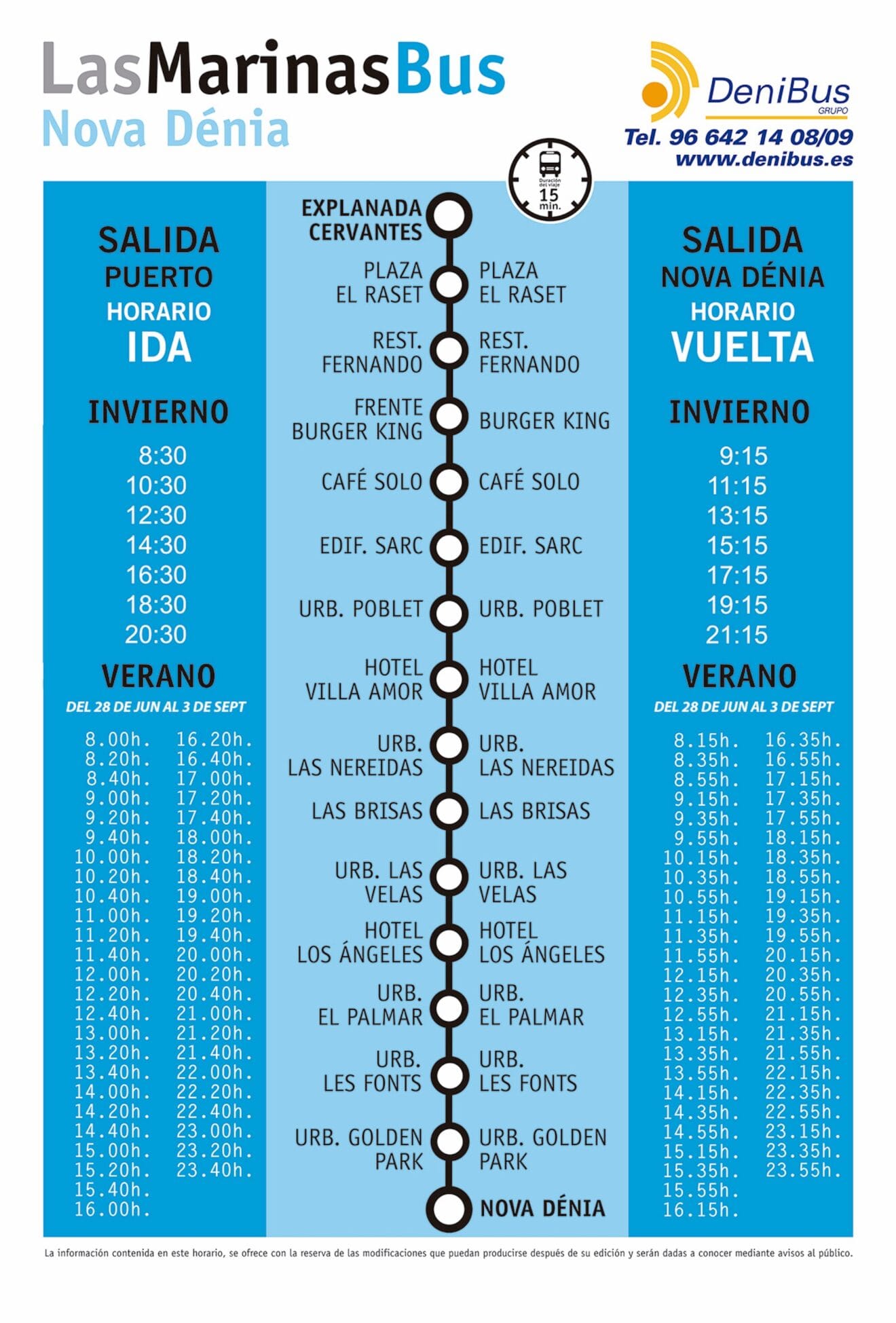 Horario de autobús de Les Marines