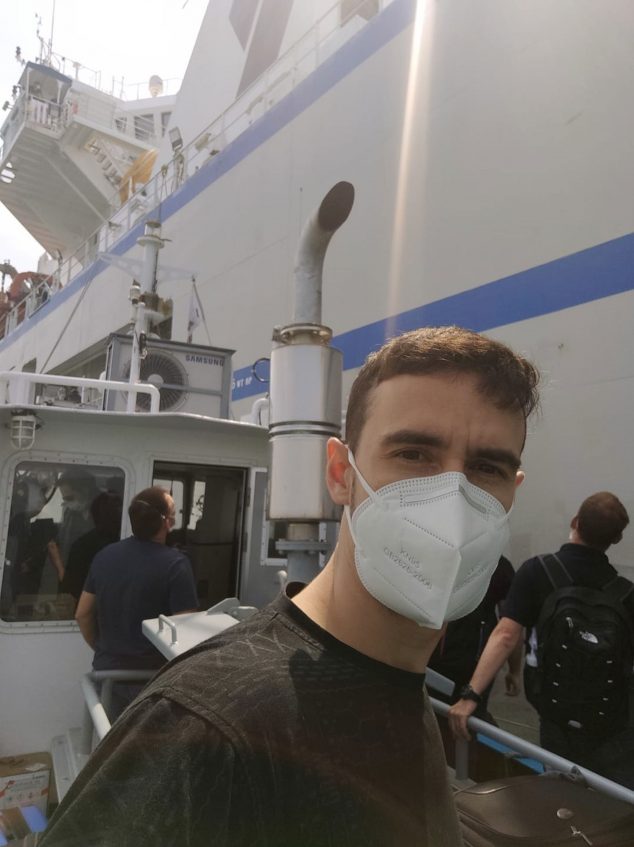 Image: David Costa boarding with security measures