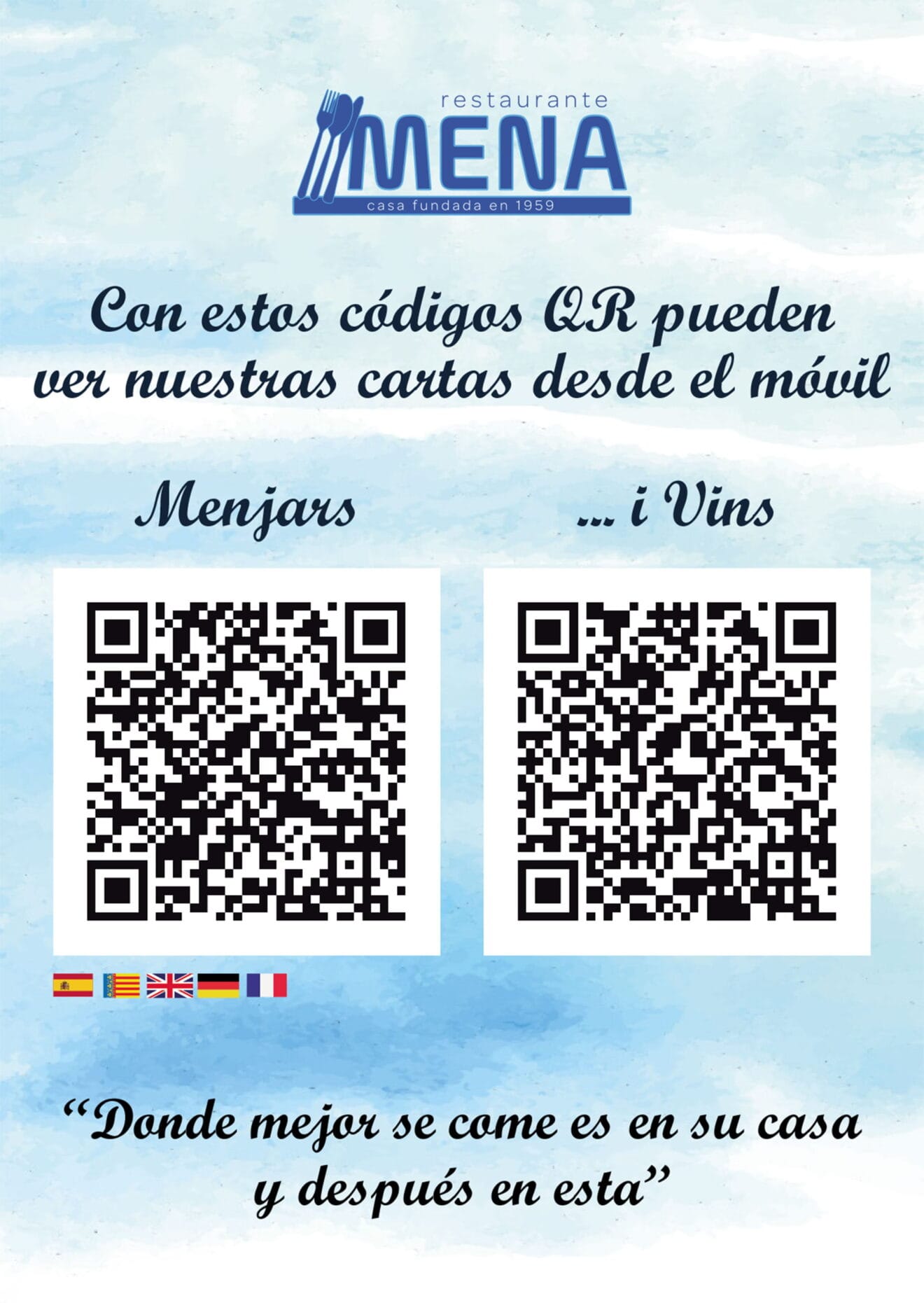 Carta con código QR de Restaurante Mena - Avantcem