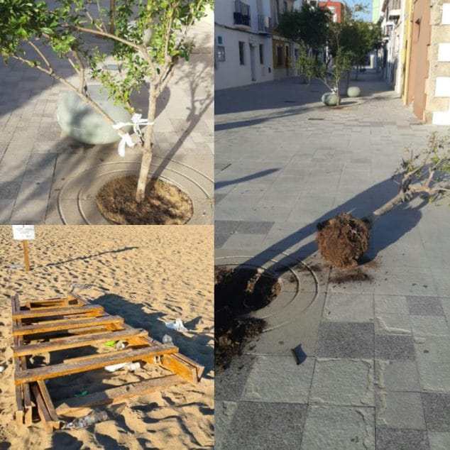 Imagen: Vandalismo en las calles de Dénia