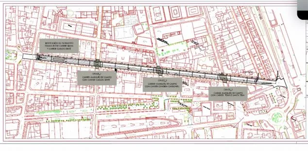 Dénia proyecta la reurbanización de la Glorieta y la peatonalización definitiva de Marqués de Campo 2 Imagen: Plano de la Calle Marqués de Campo