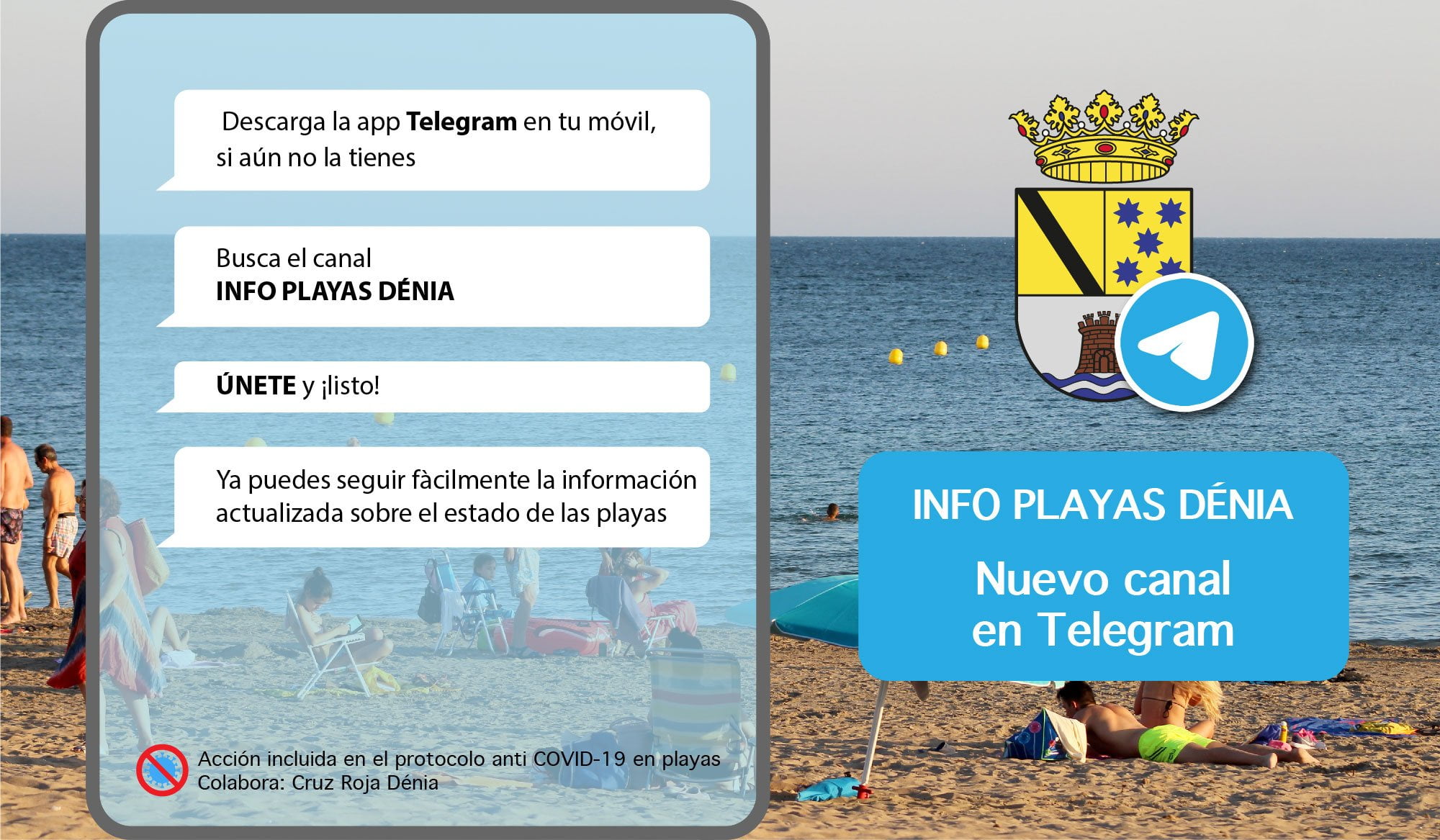 Dénia informa estado de sus playas a de Telegram
