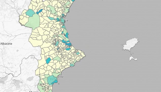 Imagen: Positivos registrados en los últimos 14 días por municipio