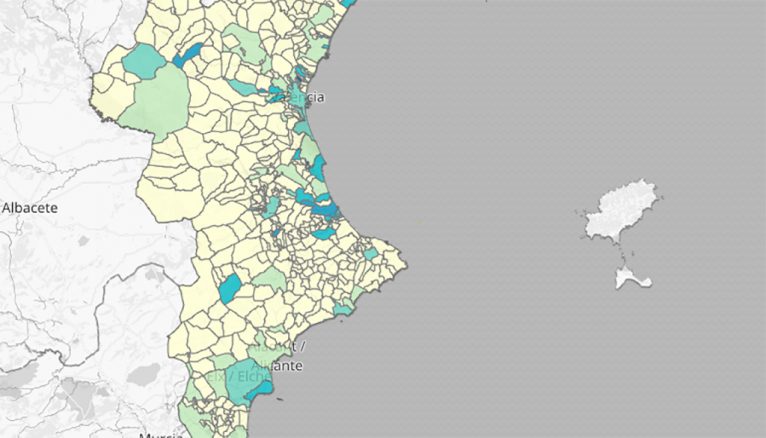 Positivos registrados en los últimos 14 días por municipio