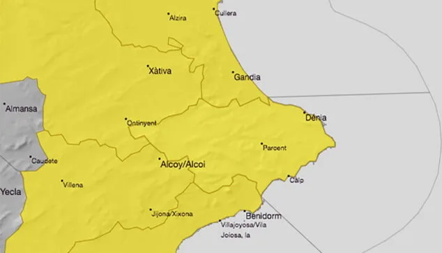 Imagen: La AEMET activa la alerta amarilla en la Marina Alta