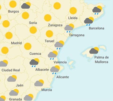 prevision de lluvia en denia