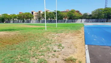 zona de ensayo acortada y sin cesped
