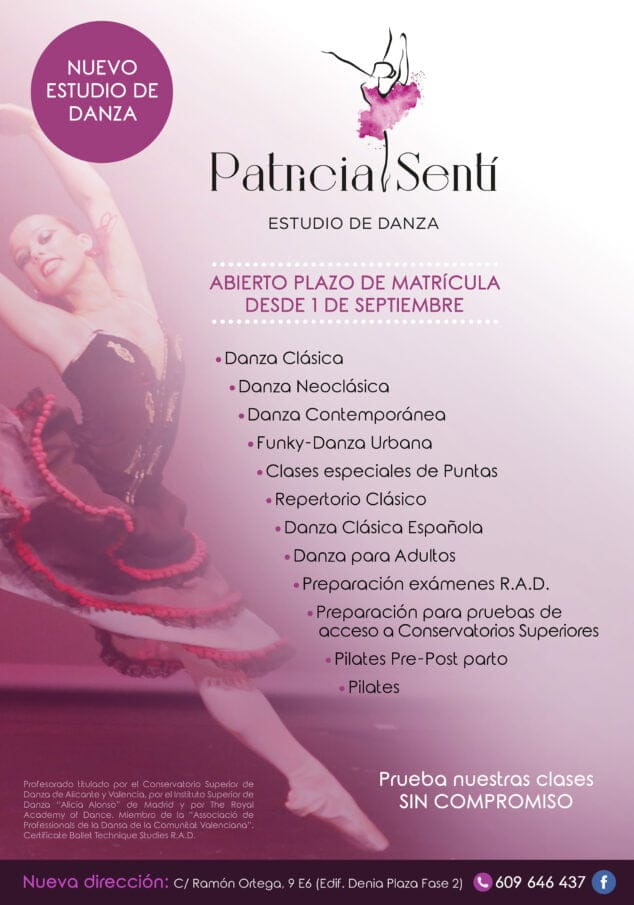 Imagen: Cartel del curso 2020-2021 en Estudio de Danza Patricia Sentí