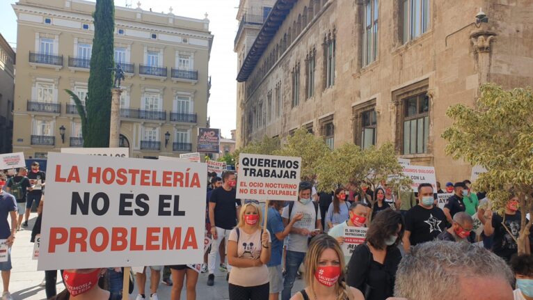 Concentración de hosteleros en Valencia