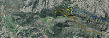 Ruta Benimaquia-Coll de Pous, marcada en marrón claro, a la izquierda de la imagen (Fuente: Parques Naturales de la Generalitat Valenciana)