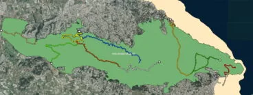 Rutas hacia las cuevas del Montgó (Fuente: Institut Cartogràfic Valencià)