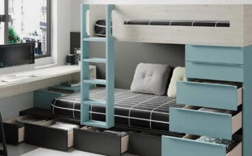 Dormitorio juvenil en tonos fríos – Muebles Martínez