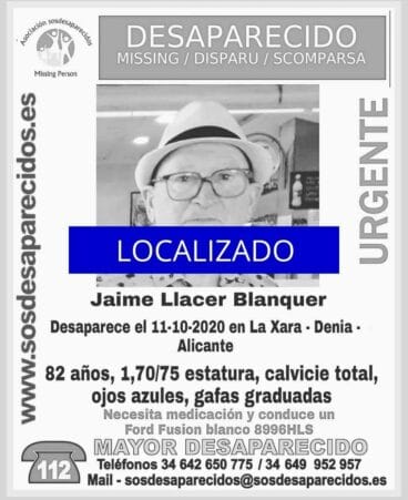 Hallan al mayor desaparecido en La Xara