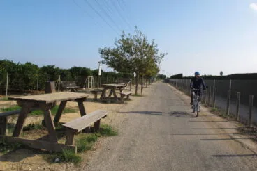 Ciclista por la Vía Verde de Dénia