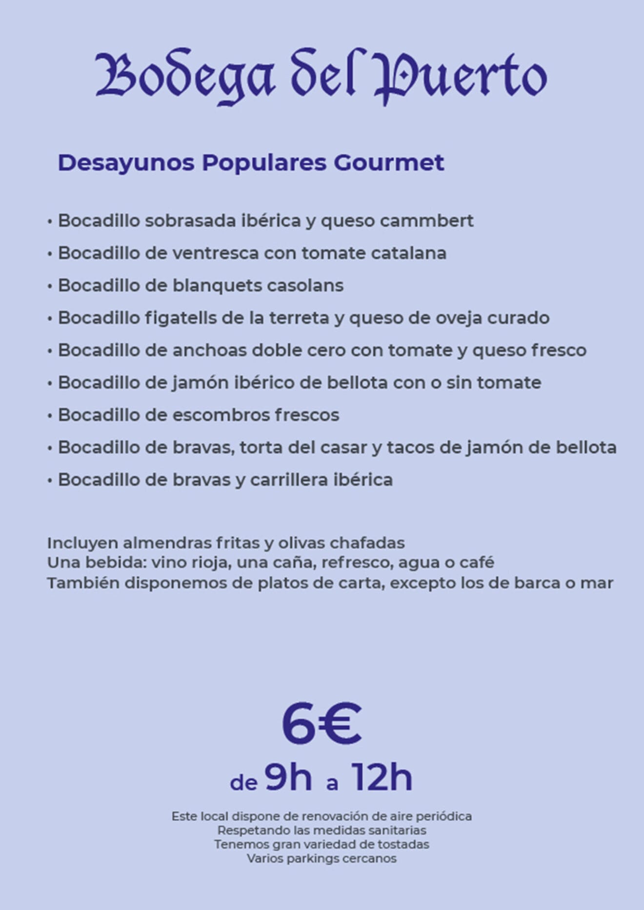 Desayunos populares gourmet en Dénia - Bodega Del Puerto
